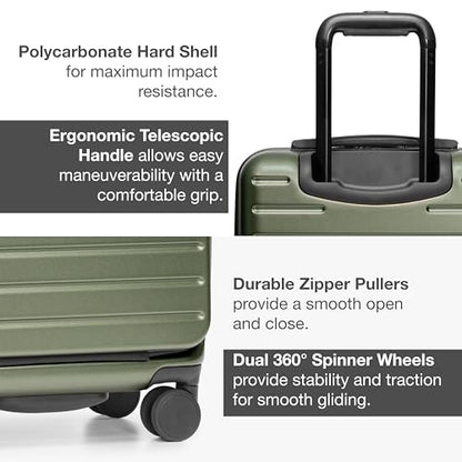 Traveler's Choice Mykel Dual Opening Polycarbonate Hardside Suitcase with Sleeve and Ergonomic Handle - color: Green