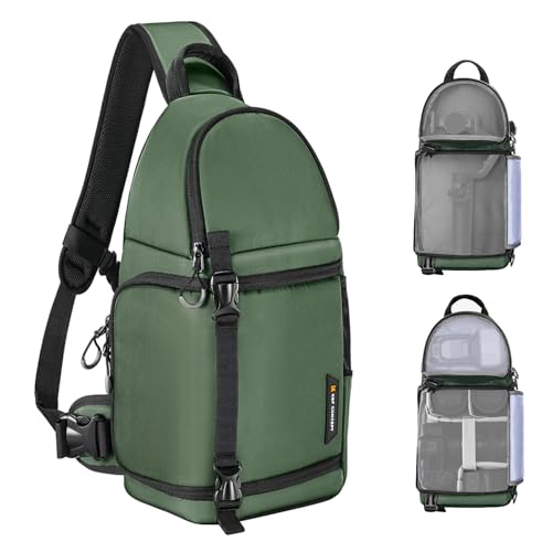 K&F CONCEPT Camera Sling Bag, Compact Crossbody Backpack, 10L - color: Green, size: Medium