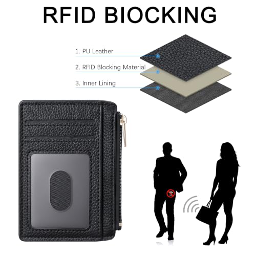 Tipmile Womens Credit Card Holder Wallet, Small Slim RFID Blocking Sleeve - color: Classic Black