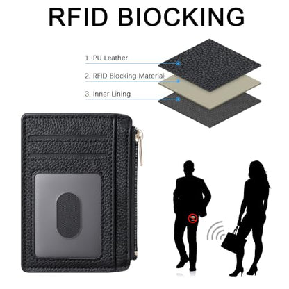 Tipmile Womens Credit Card Holder Wallet, Small Slim RFID Blocking Sleeve - color: Classic Black