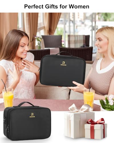 Relavel Makeup Bag Travel Train Case Cosmetic Organizer with Divider, Black - color: Black, size: Medium