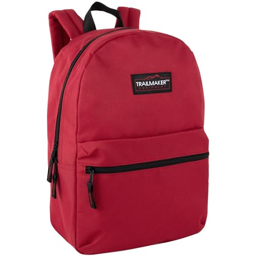 Trail maker Classic 17 inch Backpacks with Adjustable Padded Straps | School Backpacks for Girls, Boys - color: Red