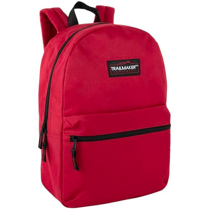 Trail maker Classic 17 inch Backpacks with Adjustable Padded Straps | School Backpacks for Girls, Boys - color: Red