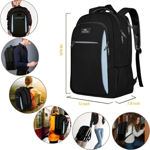 MATEIN Business Travel Laptop Backpack for Men, Anti Theft Slim Sturdy Bag - color: Black Blue, size: 15.6 Inch