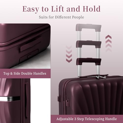 Luggage 4 Piece Set Suitcase with TSA, Airline-Approved Hard Shell Expandable Double Spinner Rolling Wheels Suitcases for Lightweight Travel (Dark Purple, 28in26in20in13in) - color: Dark Purple