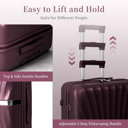 Luggage 4 Piece Set Suitcase with TSA, Airline-Approved Hard Shell Expandable Double Spinner Rolling Wheels Suitcases for Lightweight Travel (Dark Purple, 28in26in20in13in) - color: Dark Purple