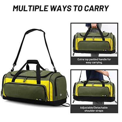 MIER Large Gym Bag for Men 60L Duffel Bag with Shoe Compartment - color: Green