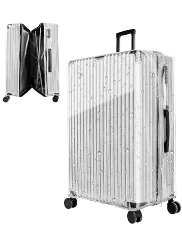 Yotako Upgraded Zippered Clear PVC Suitcase Cover 24 Inch - color: 70%clear 30%grey, size: 24inch