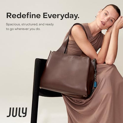 July Juliette Soft Work Tote Bag, Laptop Sleeve, 18L, Chocolate Brown - color: Chocolate Brown