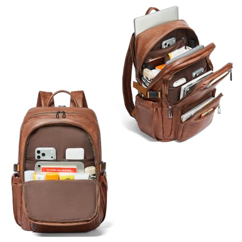Leather Laptop Backpack for Women with RFID Wristlet Purse, Fits 17" Laptop - color: Black