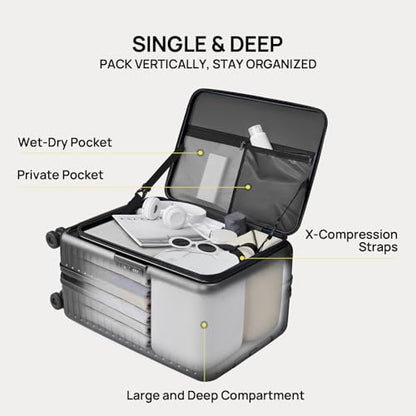 NINETYGO Top Opening 24 Inch Medium Checked Luggage, Expandable & Lightweight, Scratch Resistant PC Hardside with Deep Cabin Design, TSA Lock & 360° Spinner Wheels (Dark Grey, Alps) - color: 06-Dark Grey, size: Checked 24-Inch