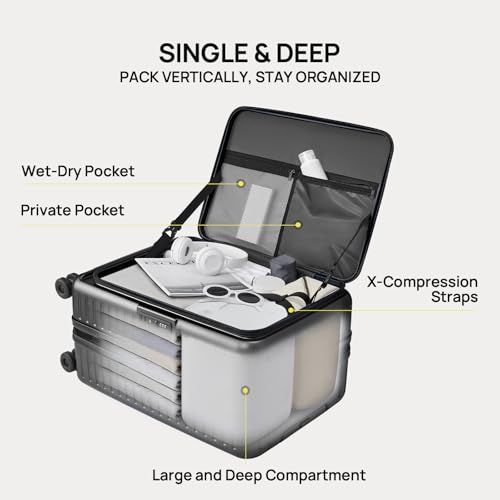 NINETYGO Top Opening Carry On Luggage 22x14x9, Expandable Suitcase, ALPS - color: 05-Navy Blue, size: Carry-On 20-Inch