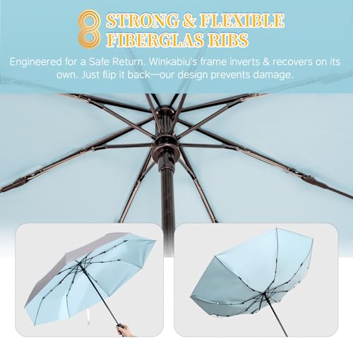 UPF 50+ UV Umbrellas for Sun Protection 41 Inch,Large Automatic Umbrellas for Rain Windproof, Compact Folding UV Blocking for Beach, Golf, Hiking & Daily Use - color: Silver/Black&Blue