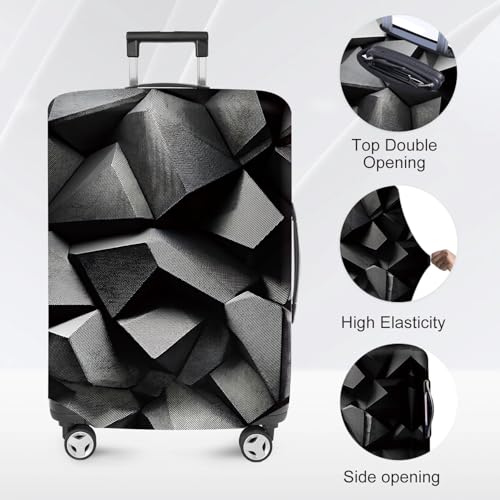 ANNA QUEEN Travel Luggage Cover Suitcase Protector Suitcase Cover Anti-Scratch,Stretchable Bag Cover Washable Durable Polyester - color: Black 3D, size: M(fits 24-26Inch suitcase)