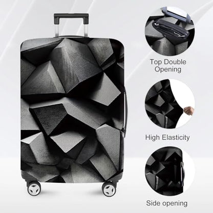 ANNA QUEEN Travel Luggage Cover Suitcase Protector Suitcase Cover Anti-Scratch,Stretchable Bag Cover Washable Durable Polyester - color: Black 3D, size: L(fits 28-30Inch suitcase)