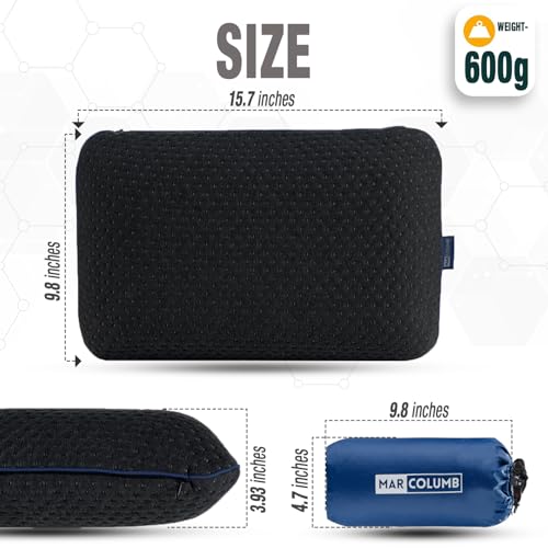 Travel & Camping Comfortable Memory Foam Pillow – Easy to Carry Portable Bag – Temperature Regulating Pillow Case - Perfect for Travelling (Black) - size: Black