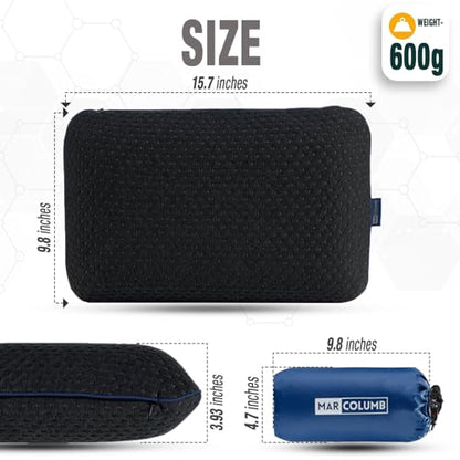 Travel & Camping Comfortable Memory Foam Pillow – Easy to Carry Portable Bag – Temperature Regulating Pillow Case - Perfect for Travelling (Black) - size: Black