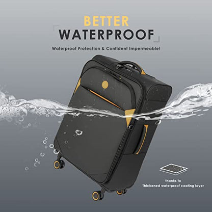 Verage Cambridge Lightweight Luggage Softside Expandable Spinner Wheel Suitcase (Black, 2-Piece Set(20/24)) - color: Black, size: 2-Piece Set (20/24)