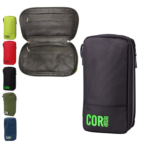 COR Surf Compact Hanging Toiletry Bag, Dopp Kit, 4 Compartments, Black | 4 Separate Compartments Keep Toothbrush, Shaving & Electronics from Touching, DWR Nylon, Waterproof Zippers - color: Black