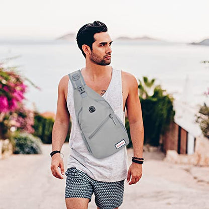ZOMAKE Sling Bag,Small Crossbody Sling Backpack Shoulder Daypack for Travel - color: Silver Grey B, size: 8L