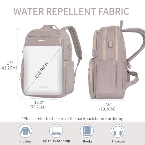 EMPSIGN Laptop Backpack Purse, 15.6 Inch - color: Grey Pink, size: 15.6 Inch