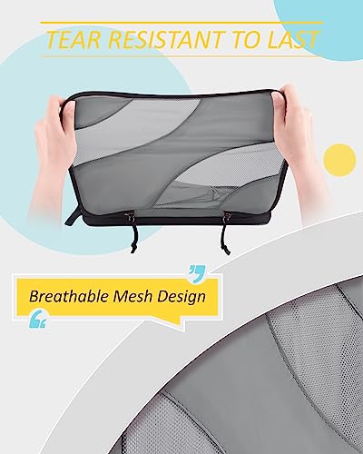 BAGSMART Compression Packing Cubes for Travel - color: Grey, size: Set of 6