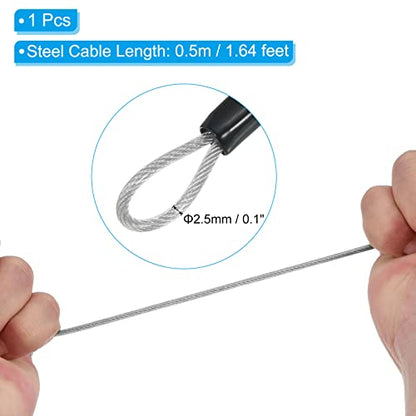 PATIKIL Security Steel Cable with 3 Digit Combination Lock, Travel Padlock 1.6Ft Coated Safety Wire Rope Double Loop for Luggage Suitcase Silver - color: Clear, Silver, size: 1.6Ft