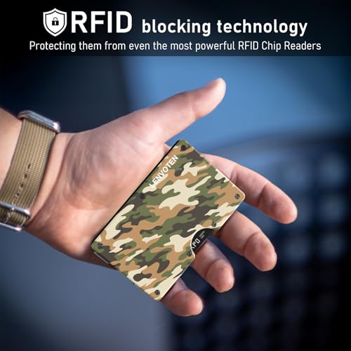 Lenvoten Upgraded Hinged Minimalist Wallet for Men, RFID Blocking Wallet - color: T4-Military Camo