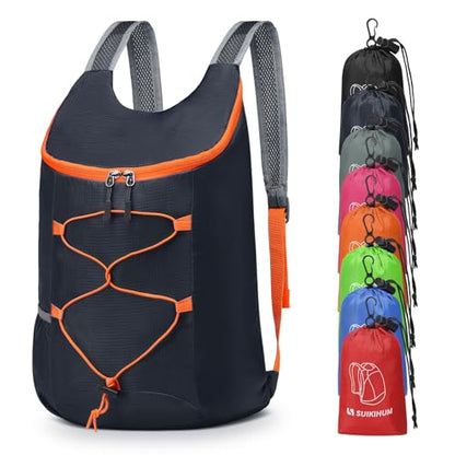 20L Small Hiking Backpack Lightweight Packable Daypack Navy | Foldable Day Pack for Men Women Functional Style Small Outdoor Backpack Waterproof for Travel Camping Mountaineering - color: Navy Blue