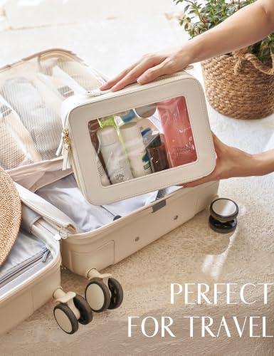 Popvibe Clear Toiletry Bag 2 Pack, Travel Makeup Bag Medium and Large White - color: White, style: Dual Elegance