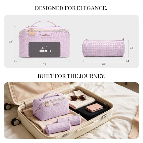 Travel Makeup Bag Organizer, Makeup Travel Bag, 3-Piece Set Purple - color: 06Purple