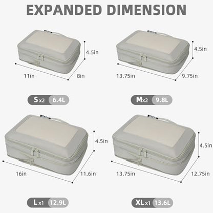 BAGAIL 4 Set/6 Set/8 Set Compression Packing Cubes Travel Accessories Expandable Packing Organizers (Square Mesh, 06-Grey) - color: 06-Grey, style: Square Mesh