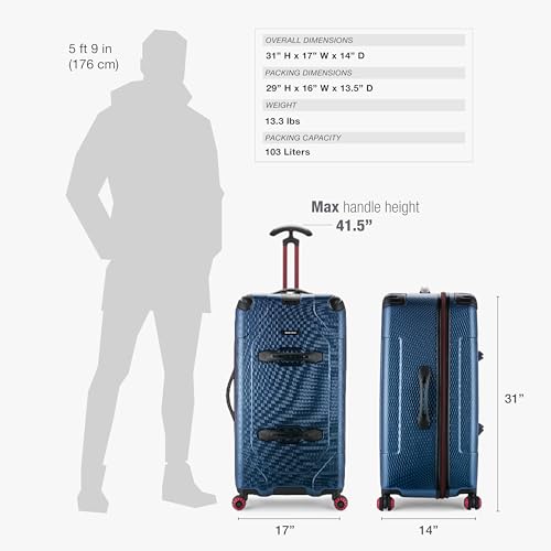 Traveler's Choice Maxporter II Polycarbonate Hardside Trunk with Spinner Wheels, Navy, 31-Inch Large Trunk - color: Navy, size: 31-inch Large Trunk