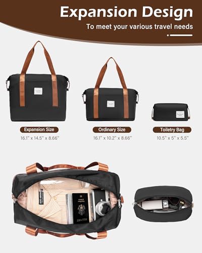 LONG VACATION Luggage Sets, 6 Piece, Hardshell Suitcase with Spinner Wheels - color: BLACK-BROWN, size: 6-Piece Set