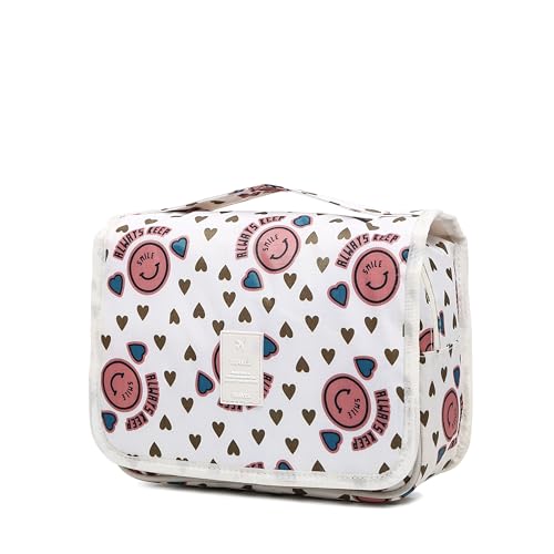 Sechunk Waterproof Travel Toiletry Bags Hanging Multi-function Cosmetic Bag Makeup Bag for Women (pinkSmile) - color: pinkSmile