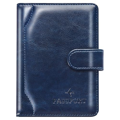 Passport Holder for Travel Essentials Wallet Cover Case Women Men Gift - color: D-Blue