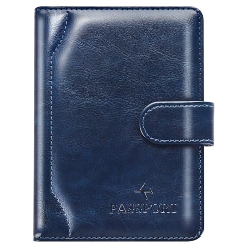 Passport Holder for Travel Essentials Wallet Cover Case Women Men Gift - color: D-Blue