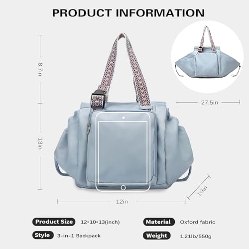 Everyday Convertible Backpack Tote Diaper Bag, 15 Pockets - color: Blue