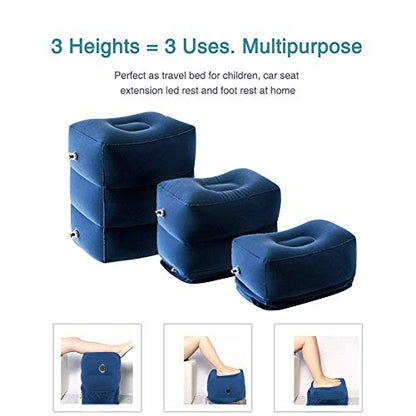 Inflatable Foot Rest Pillow Airplane Travel Kids Blue (2 Pack) - color: Blue 2