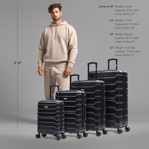 InUSA TREND Luggage with Spinner Wheels | Durable Lightweight Hardside Suitcase, Travel Sets with Handle and Trolley | (20in, 24in, 28in, 32in) 4 Piece Set | Black - color: Black, size: 4-Piece Set (Carry-on, Medium, Large, Extra-Large)