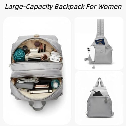Oxford Anti Theft Backpack for Women,Pocket Multi Pocket Crossbody Bag. - color: Gray