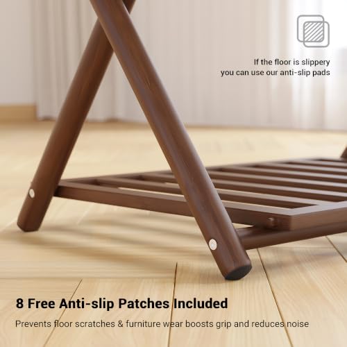 Fully Assembled Foldable Bamboo Luggage Rack for Guest Room - color: Walnut-Rounded Bamboo, size: 2 Pack