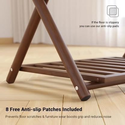 Fully Assembled Foldable Bamboo Luggage Rack for Guest Room - color: Walnut-Rounded Bamboo, size: 2 Pack