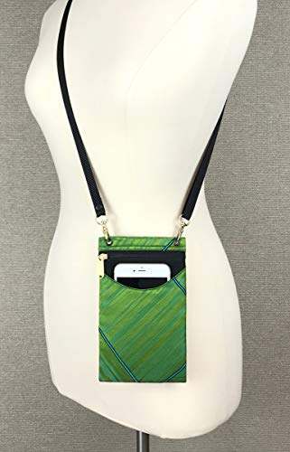 Danny K. Women's Tapestry Crossbody Cell Phone or Passport Purse, Handmade in USA - color: Electric / Lime