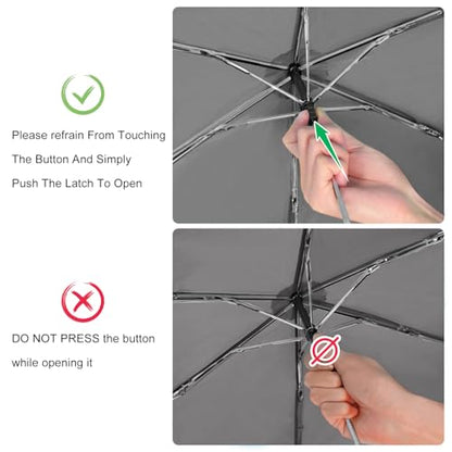 Travel Umbrella Compact Small Folding Windproof Lightweight for Women - color: 13.Gray