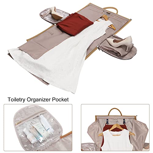 Modoker 2-in-1 PU Leather Garment Duffle Bag with Shoulder Strap, Coffee - color: Coffee
