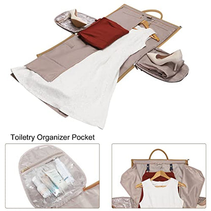 Modoker 2-in-1 PU Leather Garment Duffle Bag with Shoulder Strap, Coffee - color: Coffee