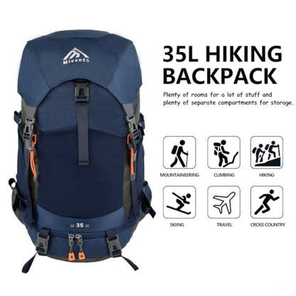 Hiking Backpack for Women Men,30+5L Waterproof Camping Backpacking Backpack - color: Blue