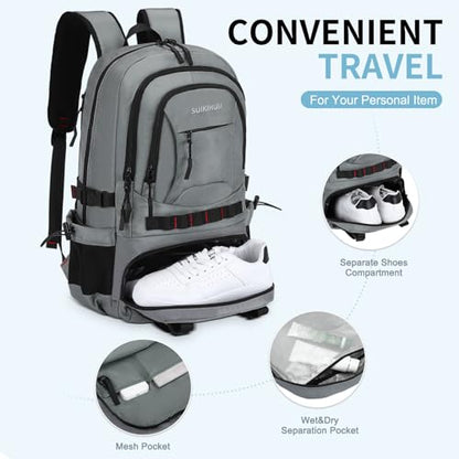Hiking Daypack Camping Expandable Travel Backpack Men Women 40L - color: Smoke Grey, size: Medium