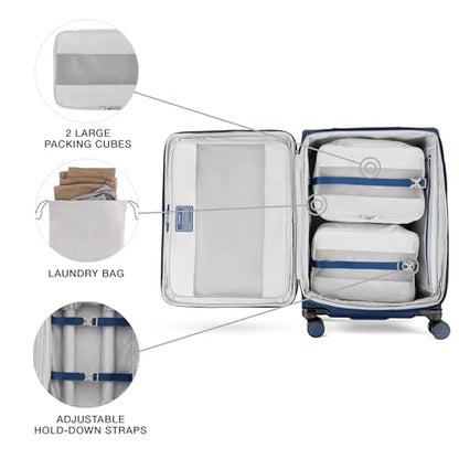 Travelpro VersaPack+ Softside Checked Luggage Suitcase, Navy Blue, 25-Inch - color: Estate Blue, size: Checked Medium